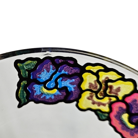 Vintage 60s 70s Pasinski Washington Stained Glass Pansy Serving Bowl Set of 3 - Picture 6 of 10